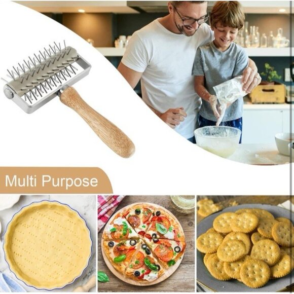 Pizza Pastry Dough Docker Roller Wheel Hole Punch Cake Pie Bread Tool Baking New - Picture 6 of 7
